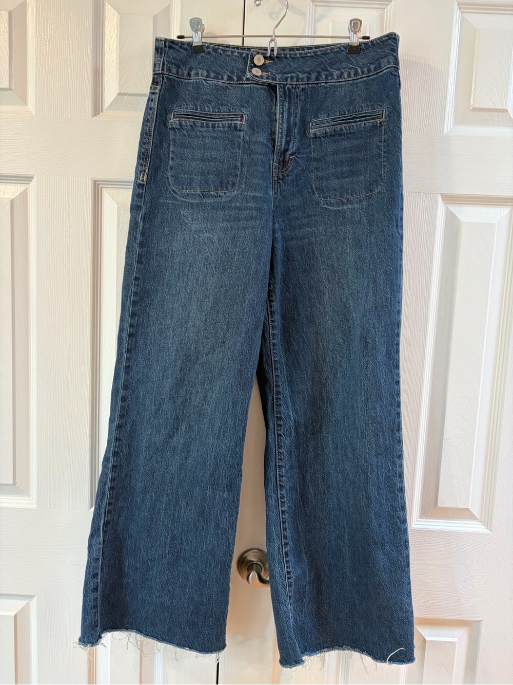 Habitual Blue Wash High Waist Frayed Wide Leg Jeans Size 10/30